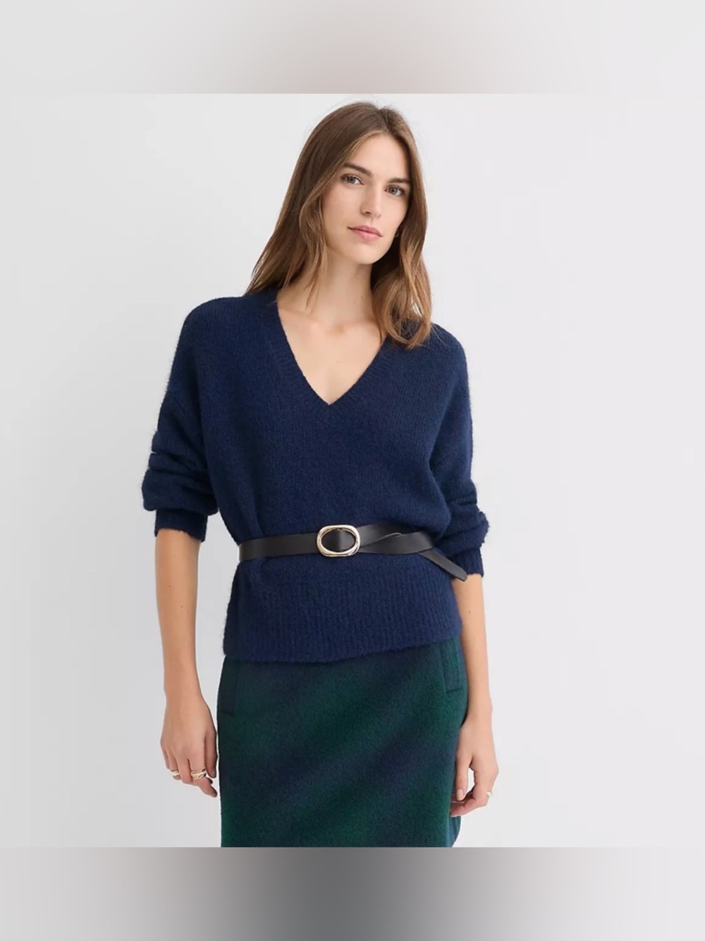 LOFT Ribtrim Relaxed V-Neck Sweater Navy Blue Women’s Size XS New - Picture 6 of 6